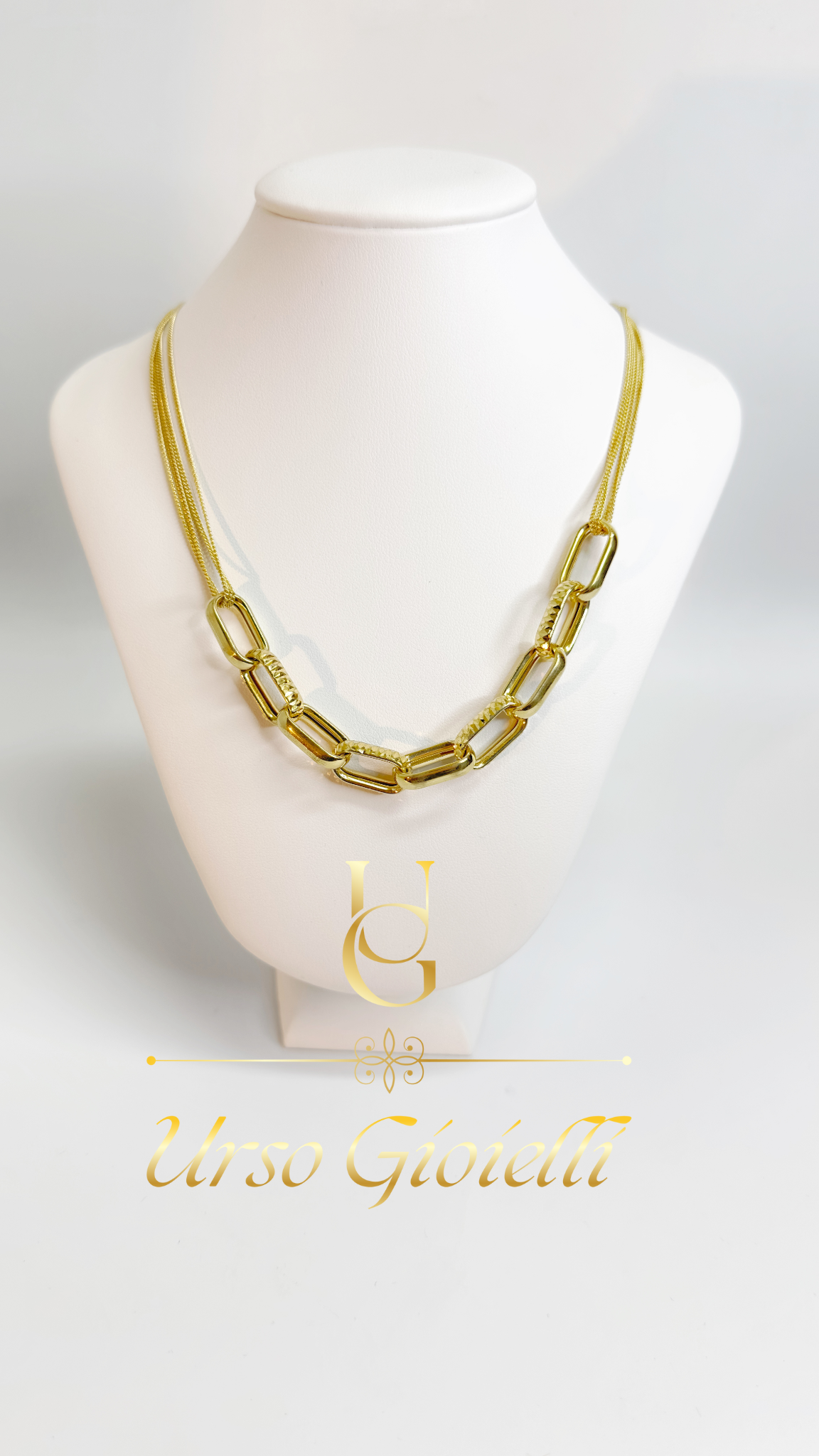 Collana in Argento Sterling color Oro a Catena