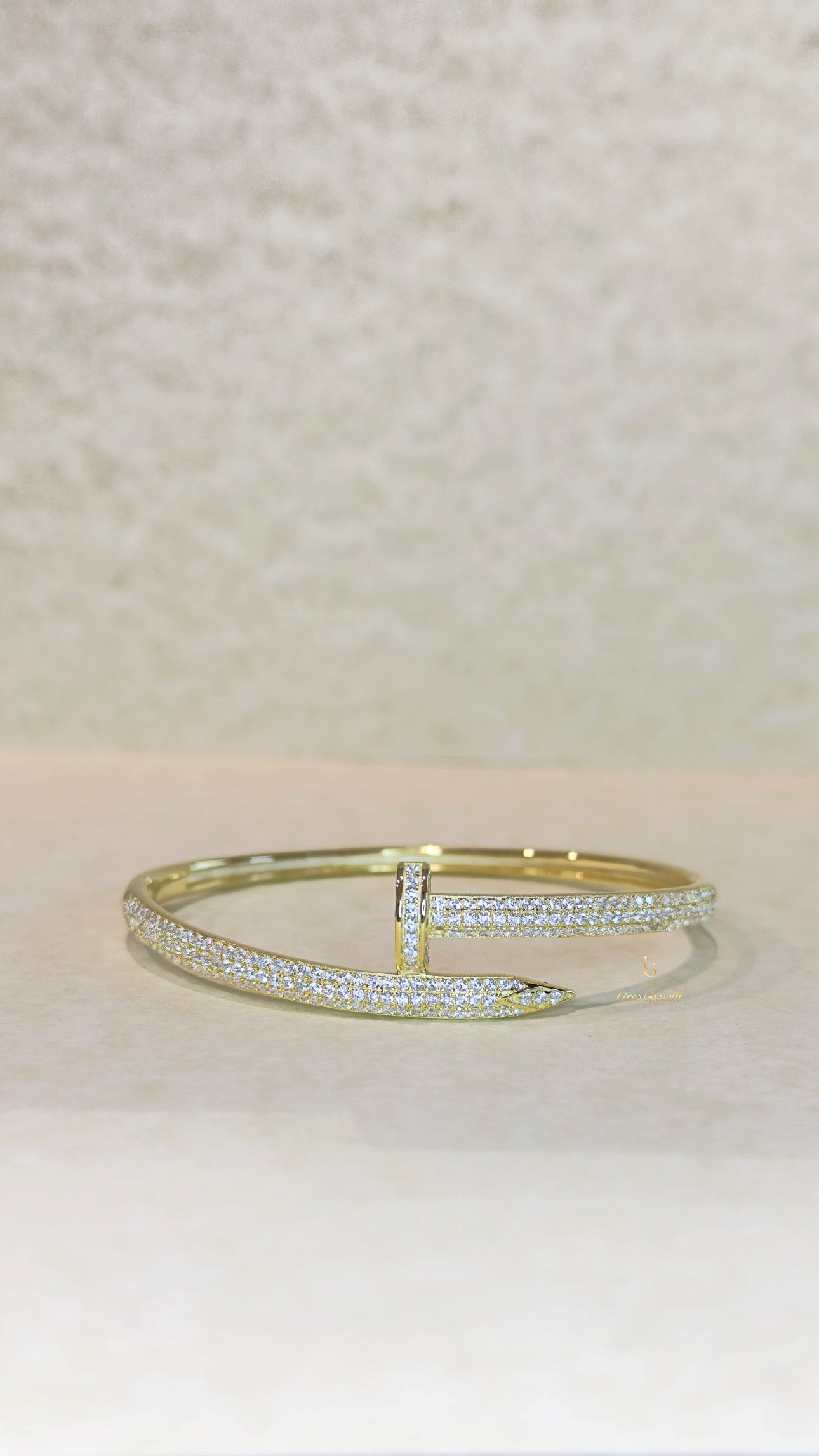 Bracciale Rigido in Argento 925% color Oro con Zirconi