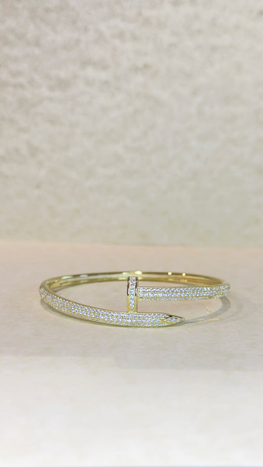 Bracciale Rigido in Argento 925% color Oro con Zirconi