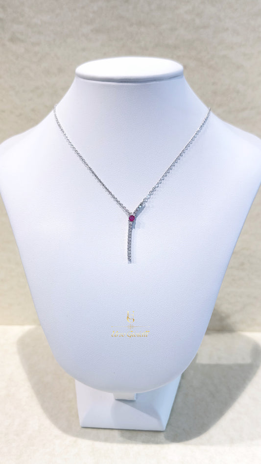 Collana in argento con zirconi bianchi e rosso