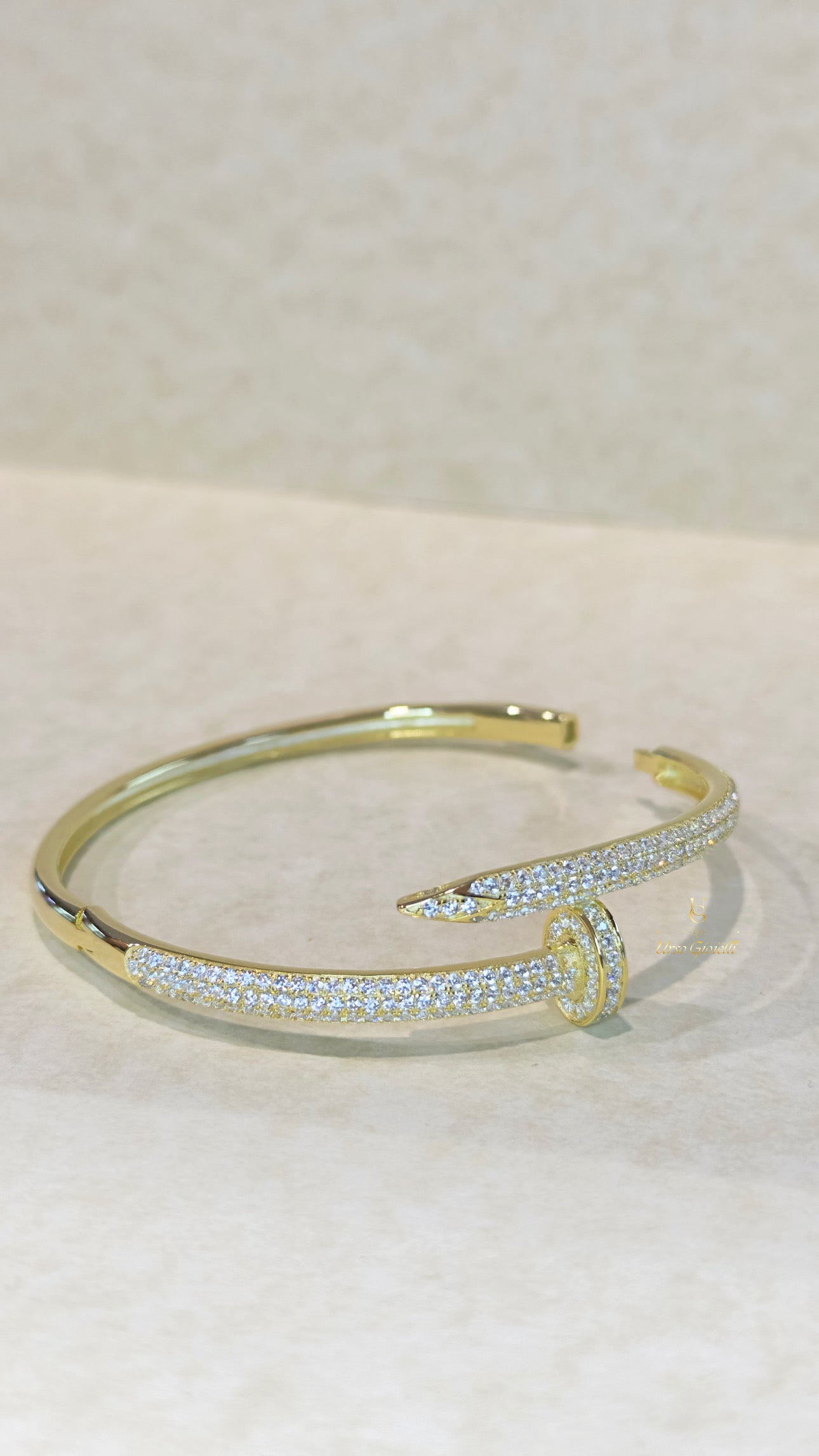 Bracciale Rigido in Argento 925% color Oro con Zirconi