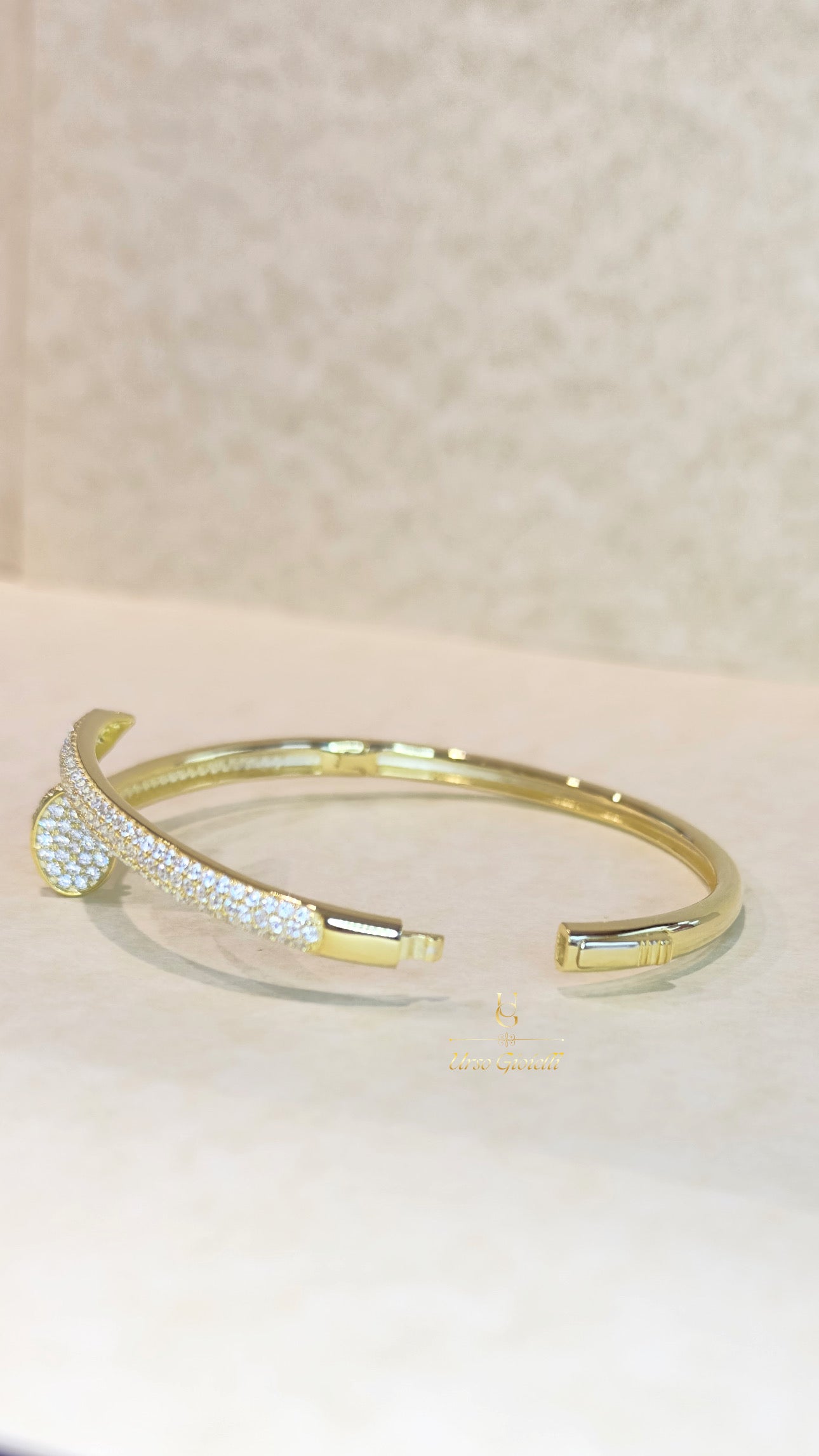 Bracciale Rigido in Argento 925% color Oro con Zirconi