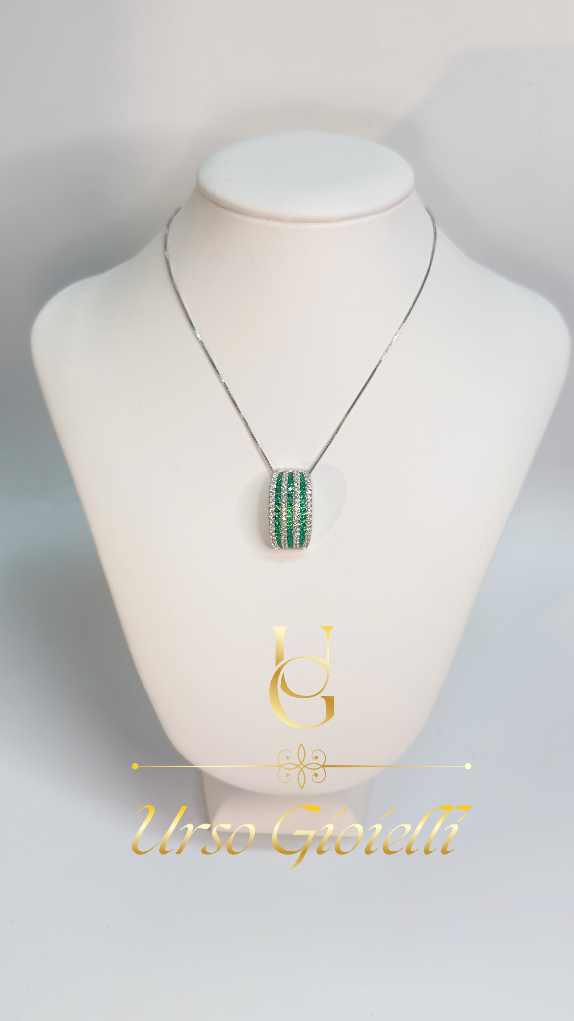 Set Collana e Orecchini in Argento 925% Color Verde e Argento