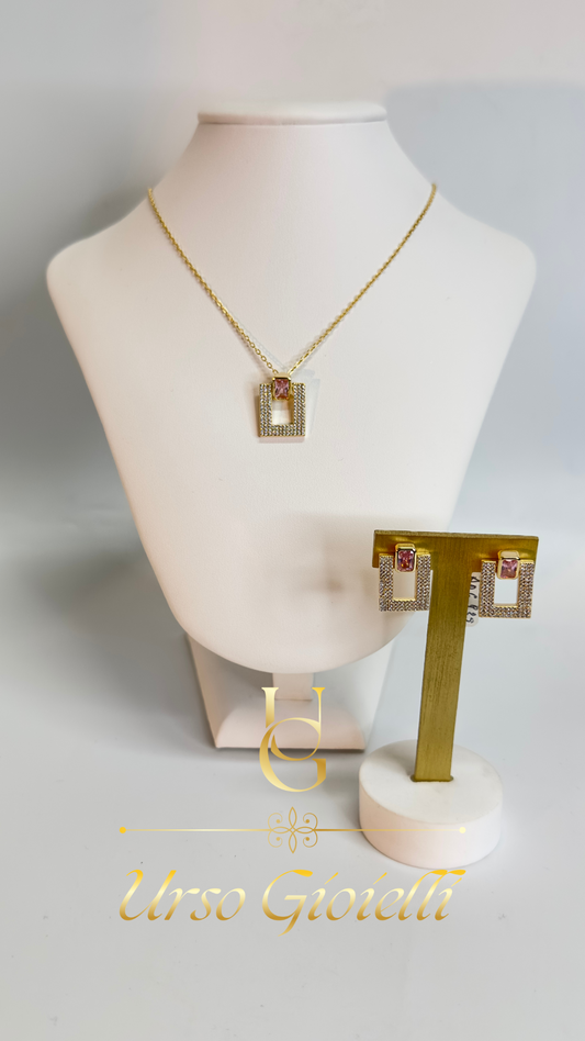 Set Collana e Orecchini in Argento 925% con Zirconi bianchi