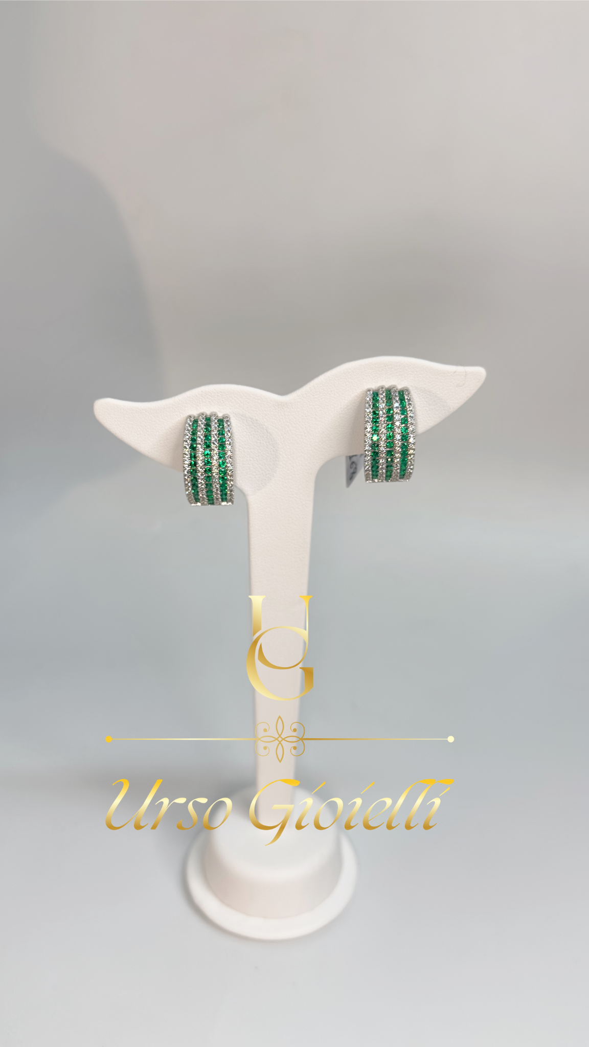 Set Collana e Orecchini in Argento 925% Color Verde e Argento