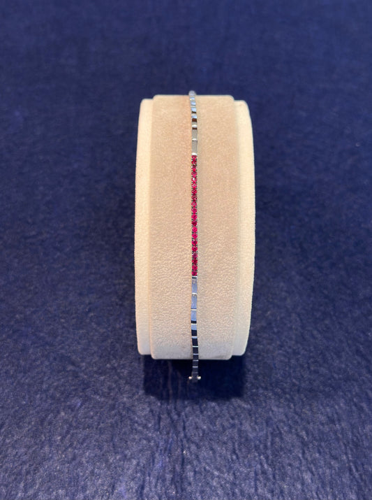 Bracciale Mezzo Tennis con Rubini in Oro Bianco 18 kt