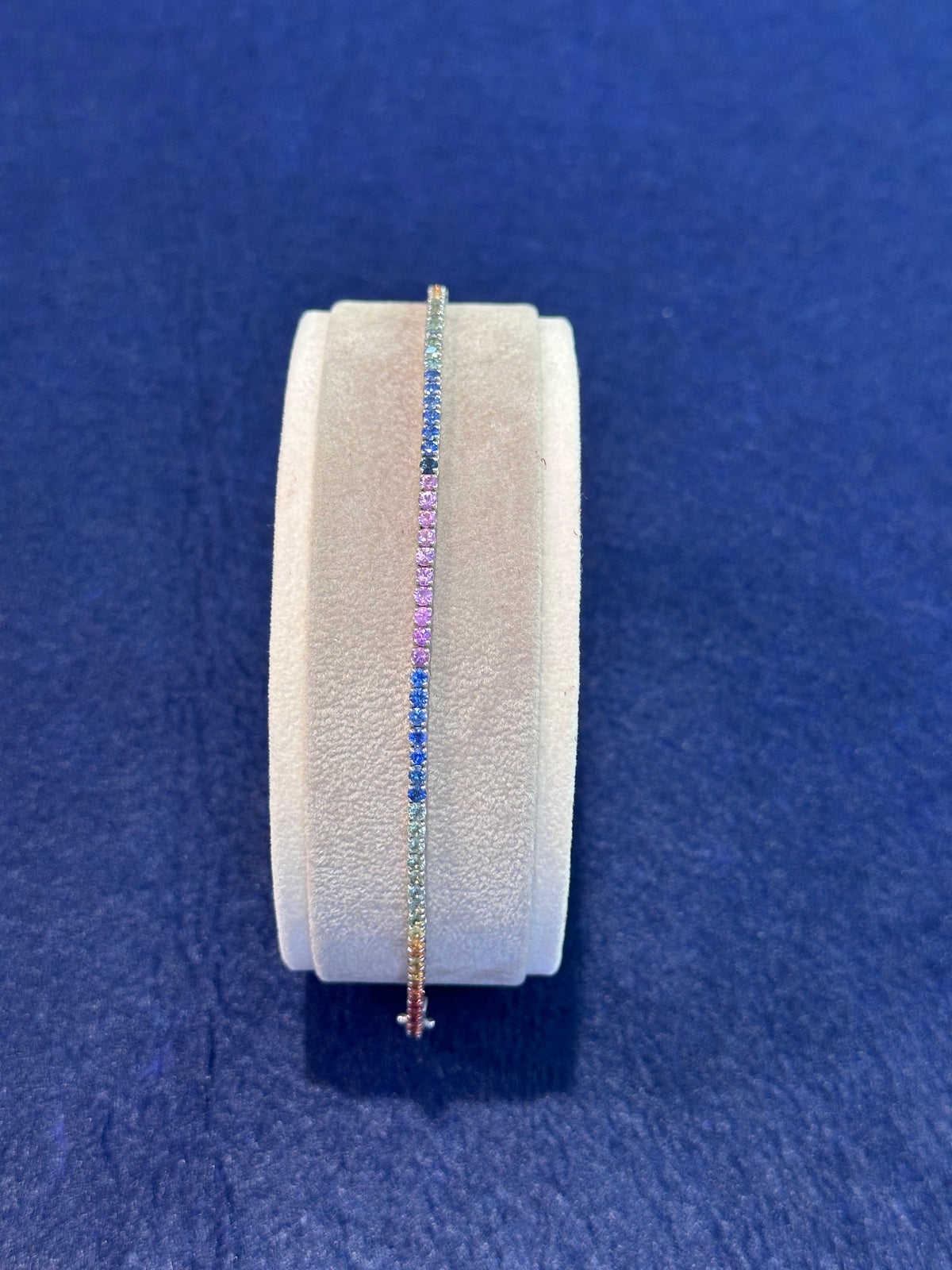 Bracciale Tennis Rainbow con Zaffiri Multicolor in Oro 18 kt